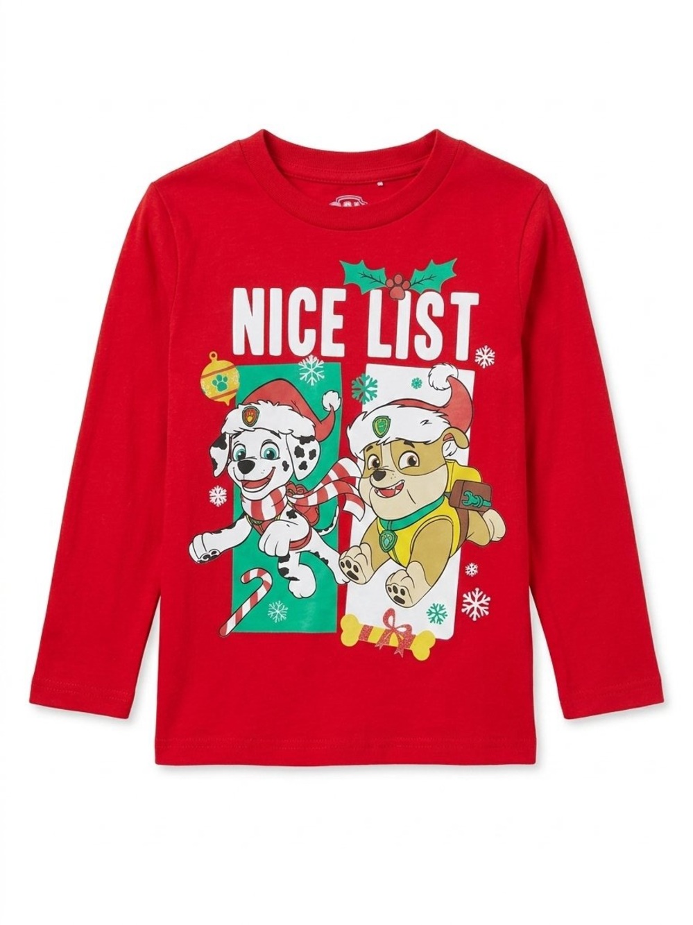 Paw Patrol Christmas Long Sleeve T-Shirt Red Holiday Graphic 4T